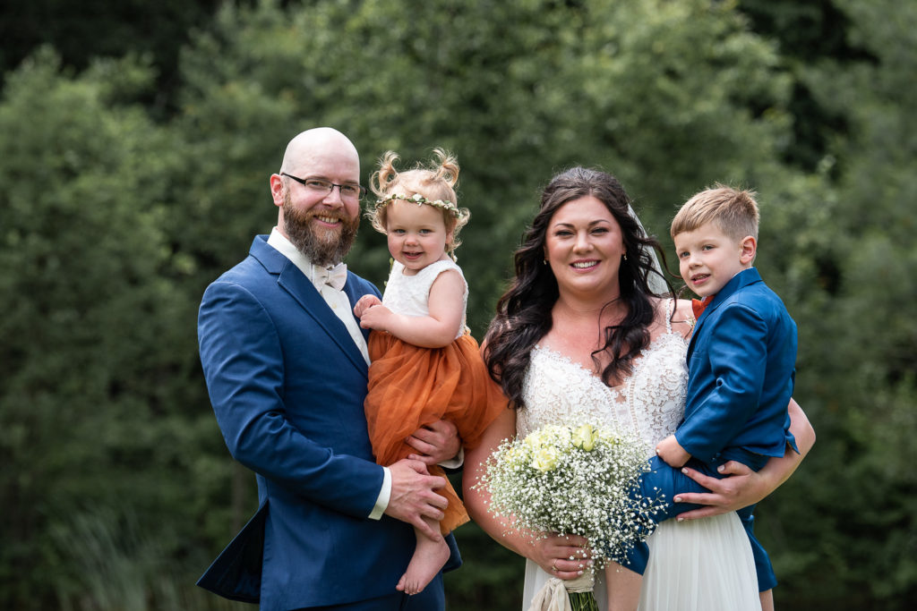 family on wedding day