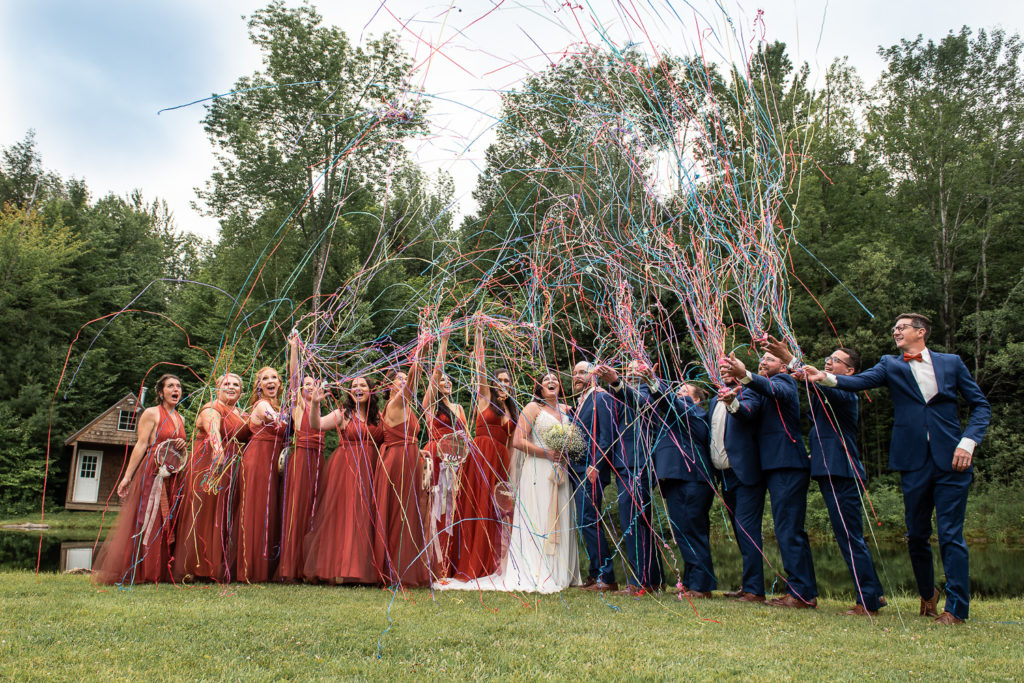 wedding party and streamers